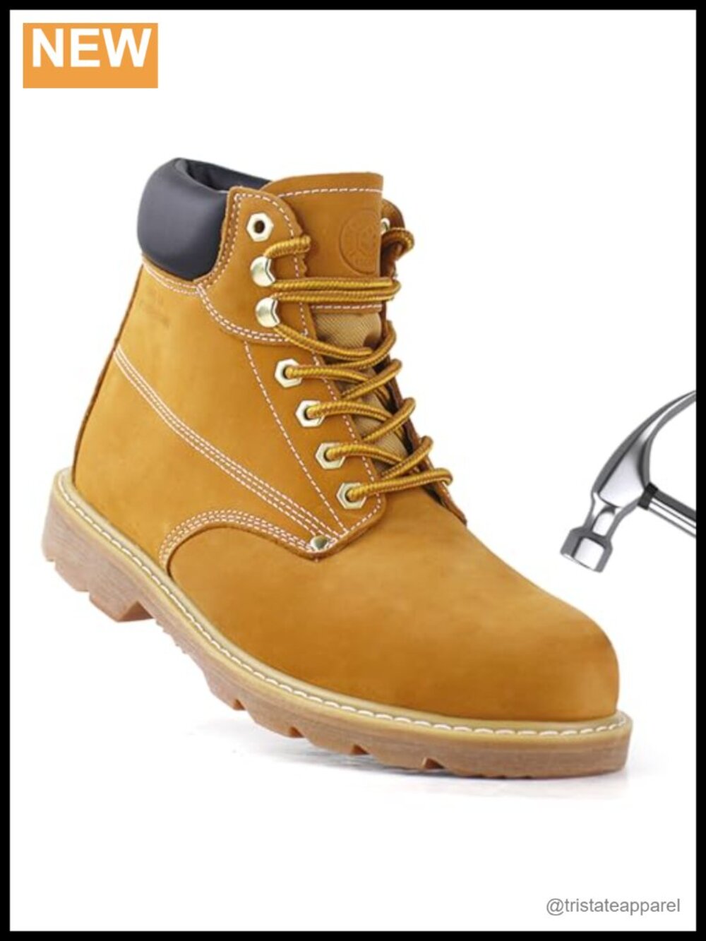 Men's Steel Toe Work Boots Non Slip Rubber Sole Industrial Construction Boot